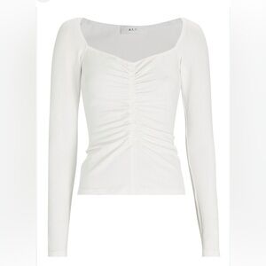 NWT! A.L.C. Halley White Ruched Long Sleeve Top Size S